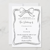 Invitation Mariage noir blanc à main (Devant)