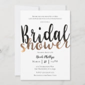 Invitation Mariage Noir Blanc Bronze Moderne Élégant Shower d (Devant)