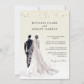 Invitation Mariage noir blanc classique (Devant)