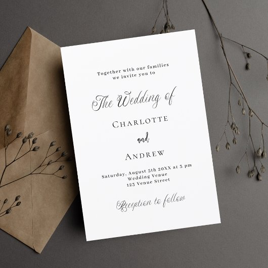 Invitation Mariage noir blanc classique formel luxe moderne