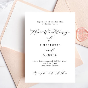 Invitation Mariage noir blanc classique formel moderne simple