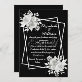 Invitation Mariage noir blanc élégant (Devant / Derrière)
