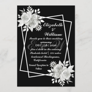 Invitation Mariage noir blanc élégant