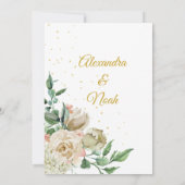 Invitation Mariage noir blanc élégant floral rose chic Rose (Dos)