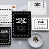 Invitation Mariage noir blanc encadré gras moderne