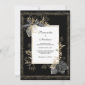 Invitation Mariage Noir Blanc Et Or (Devant)
