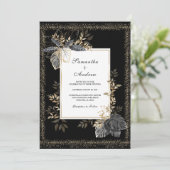 Invitation Mariage Noir Blanc Et Or (Debout devant)