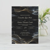 Invitation Mariage noir blanc et or personnalisé (Debout devant)