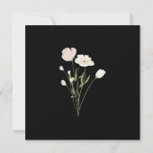 Invitation Mariage noir blanc Fleur sauvage lunaire (Dos)