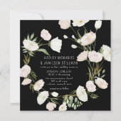 Invitation Mariage noir blanc Fleur sauvage lunaire (Devant)