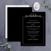 Invitation Mariage noir blanc floral bordure 