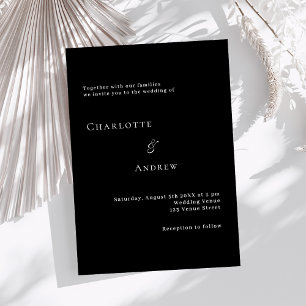 Invitation Mariage noir blanc formel moderne minimaliste