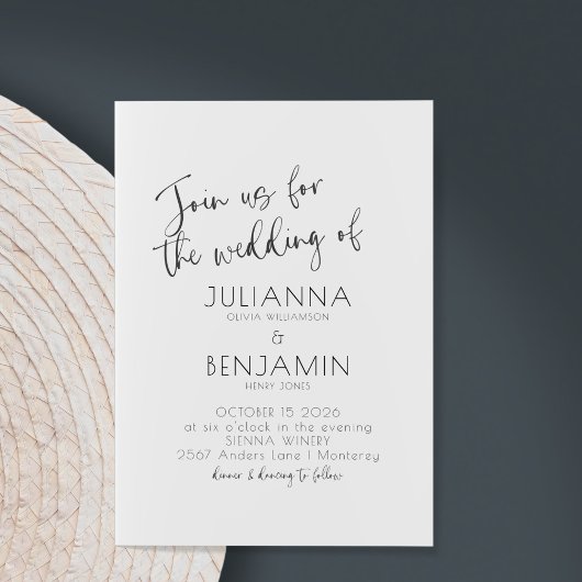 Invitation Mariage noir blanc minimaliste