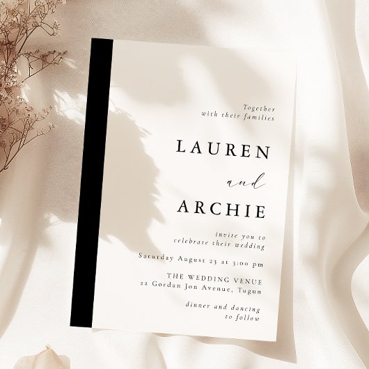 Invitation Mariage Noir & Blanc Moderne Classique