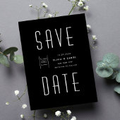 Invitation Mariage noir & blanc moderne Enregistrer la date