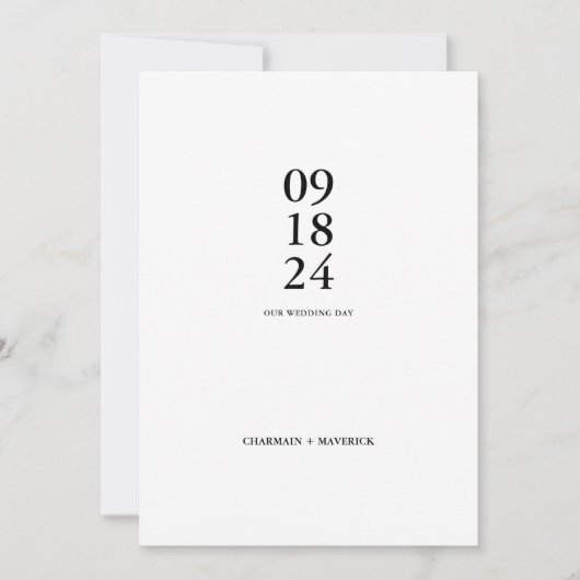 Invitation Mariage noir & blanc moderne Trend Bold Script (Devant)