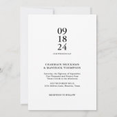 Invitation Mariage noir & blanc moderne Trend Bold Script (Dos)
