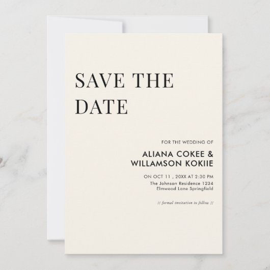 Invitation Mariage noir & blanc rétro élégant enregistrer la  (Devant)