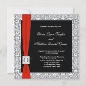 Invitation Mariage noir blanc rouge (Devant)