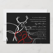 Invitation Mariage noir blanc rouge Buck et Doe en amour (Devant)