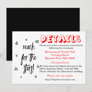 Invitation Mariage Noir Blanc Rouge Détails Étoiles Rêves