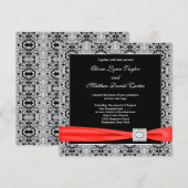 Invitation Mariage Noir Blanc Rouge Noir (Devant / Derrière)