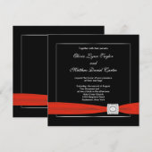 Invitation Mariage Noir Blanc Rouge Noir (Devant / Derrière)