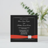 Invitation Mariage Noir Blanc Rouge Noir (Debout devant)