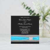 Invitation Mariage Noir Blanc Sarcelle Bleu Sarcelle Noir (Debout devant)
