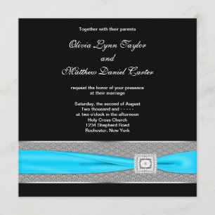 Invitation Mariage Noir Blanc Sarcelle Bleu Sarcelle Noir