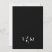 Invitation Mariage noir blanc simple monogramme (Dos)