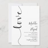 Invitation Mariage, Noir & Blanc Simple, Typographie, Script, (Devant)