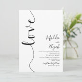 Invitation Mariage, Noir & Blanc Simple, Typographie, Script, (Debout devant)