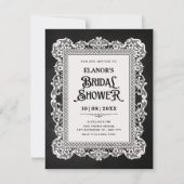 Invitation Mariage noir blanc vintage baroque (Devant)