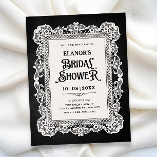 Invitation Mariage noir blanc vintage baroque