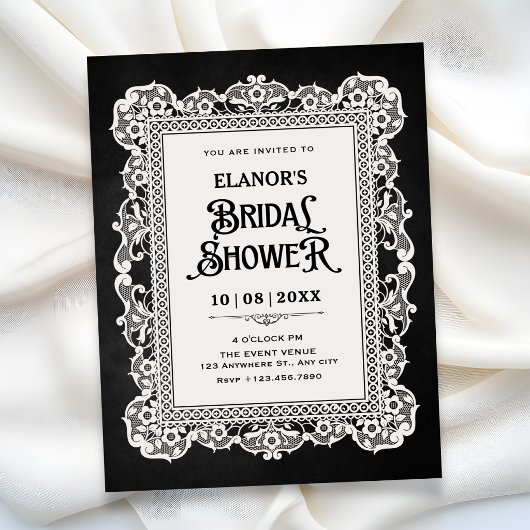 Invitation Mariage noir blanc vintage baroque