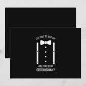 Invitation Mariage noir Bow Cravate Groomsman Proposition (Devant / Derrière)
