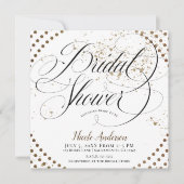 Invitation Mariage Noir Bronze Moderne Élégant Cérémonie de F (Devant)