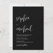 Invitation Mariage noir calligraphie moderne élégant (Devant)