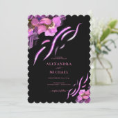 Invitation Mariage noir chic rose Iris (Debout devant)