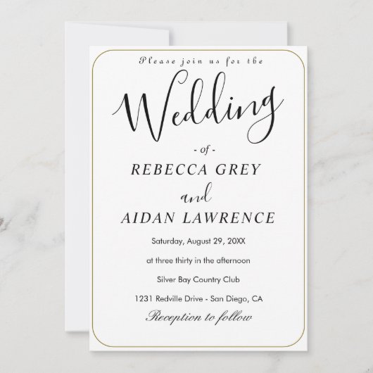 Invitation Mariage noir classique (Devant)