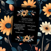 Invitation Mariage noir contrastant des tournesols