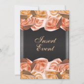 Invitation mariage noir crème orange rose élégant (Devant)