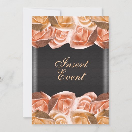 Invitation mariage noir crème orange rose élégant (Devant)