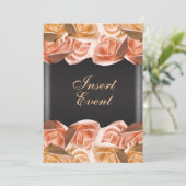 Invitation mariage noir crème orange rose élégant (Debout devant)