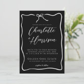 Invitation Mariage noir de bordure de script Whimsical (Debout devant)