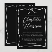 Invitation Mariage noir de bordure de script Whimsical (Devant / Derrière)