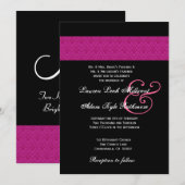 Invitation Mariage noir de Fuschia Featheron Chevron (Devant / Derrière)