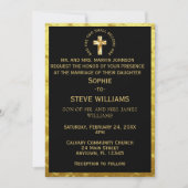 Invitation Mariage noir de la Croix chrétienne d'or tradition (Devant)