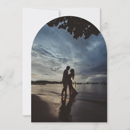 Invitation Mariage noir de l'arc rose peint à la main (Dos)